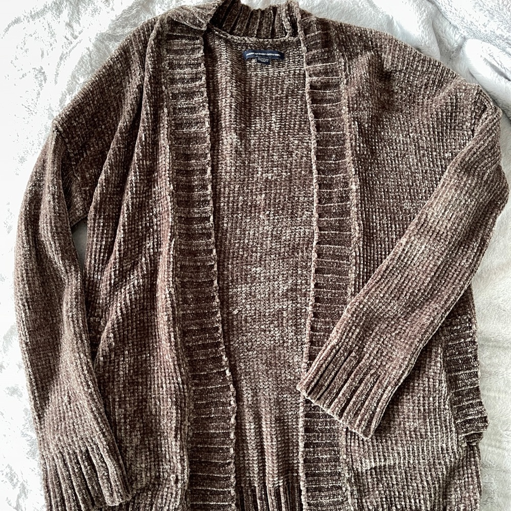 Chenille Chocolate Brown Cardigan